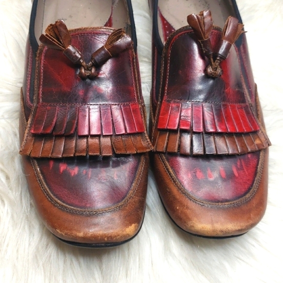 Sesto Meucci Brown Two Tone Kiltie Colorblock Driving Loafer 8.5N narrow - Picture 3 of 15